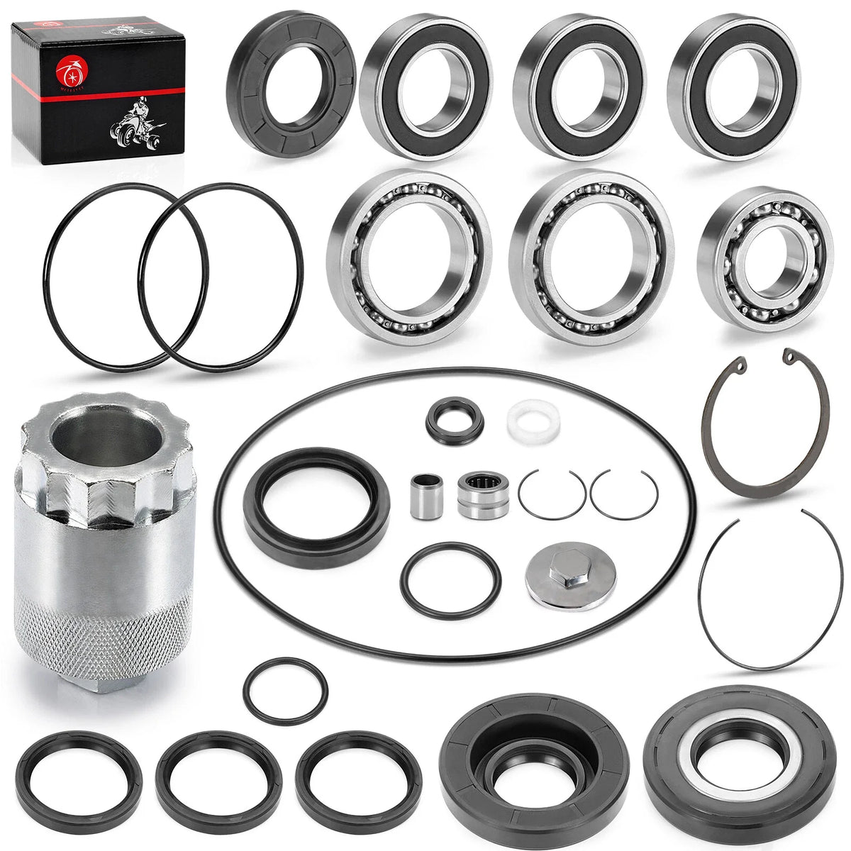 Rear Differential Bearings Seals Kit w/Nut Tool for Honda Recon 250 (2002–2023)