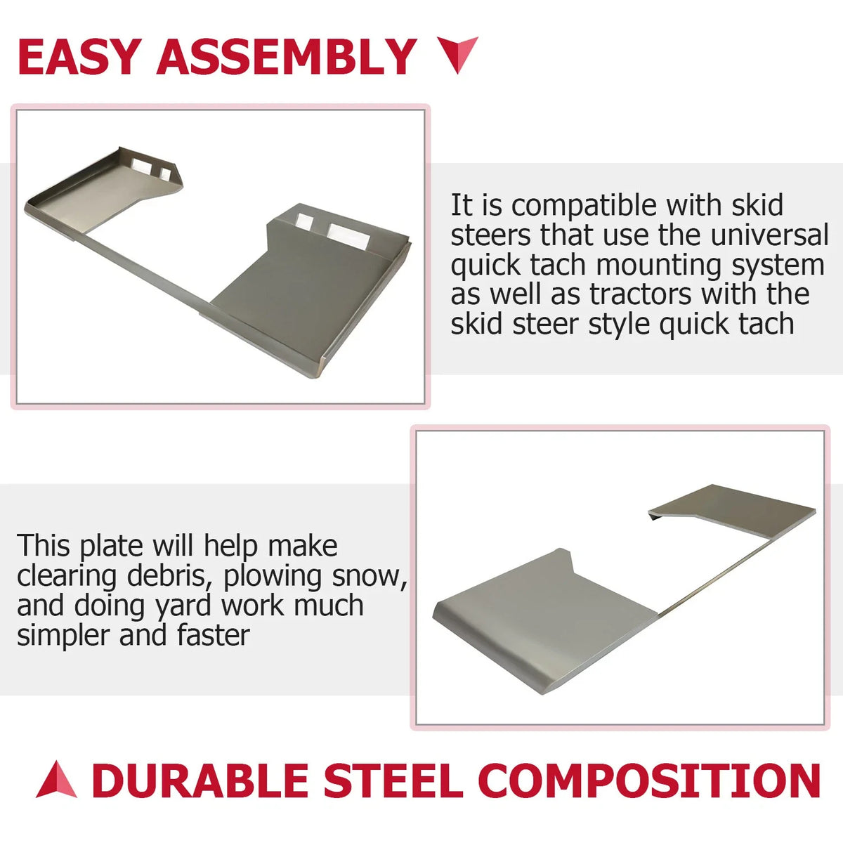 Quick Tach Attachment Mount Plate for Bobcat Skid Steer HD