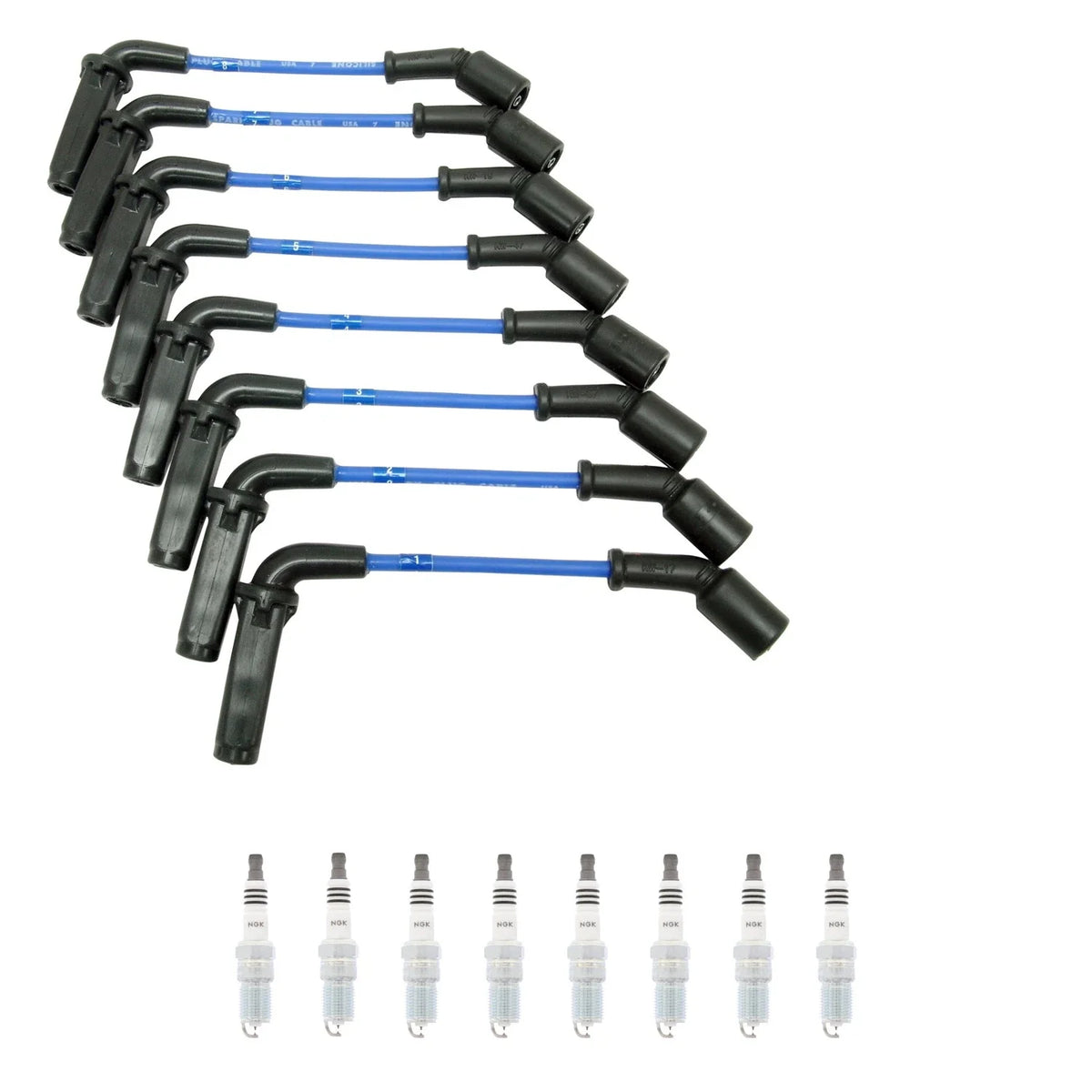 NGK Wire Set & 8 Ruthenium HX Spark Plugs for Silverado 1500 Yukon V8 (2007–2014)