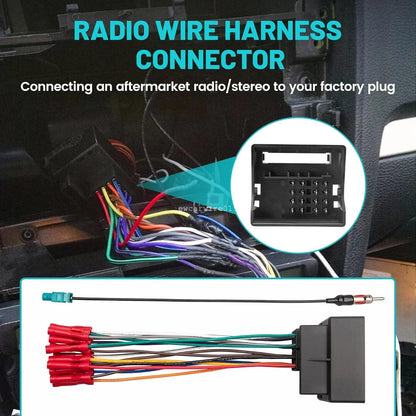 Wire Harness and 2 DIN Stereo Install Dash Kit for VW GLI GTI 2006-2014