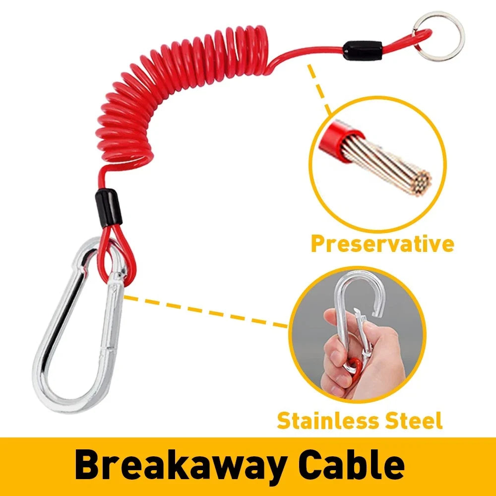 6' Coiled Breakaway Cable for Truck Towing (Replace Car Accessories)