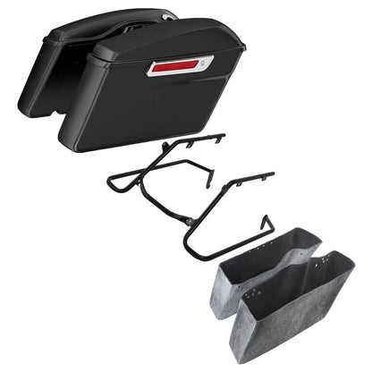 Matte Black Saddlebags & Conversion Bracket Set for Harley Fat Boy (2018-2023)