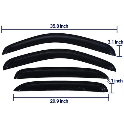Set of 4 Window Visors for Chevy Silverado 1500 Crew Cab (2007–2014)