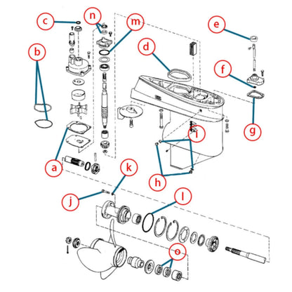 Gearcase Seal Kit for Johnson Evinrude Outboard (18-2659, 396355)