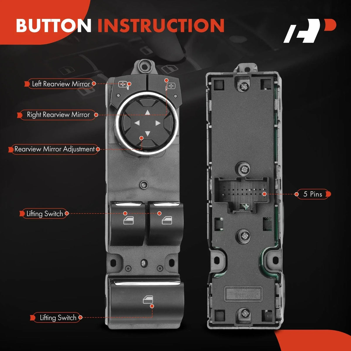 2015-2023 Ford Mustang Left Power Window Switch Replacement