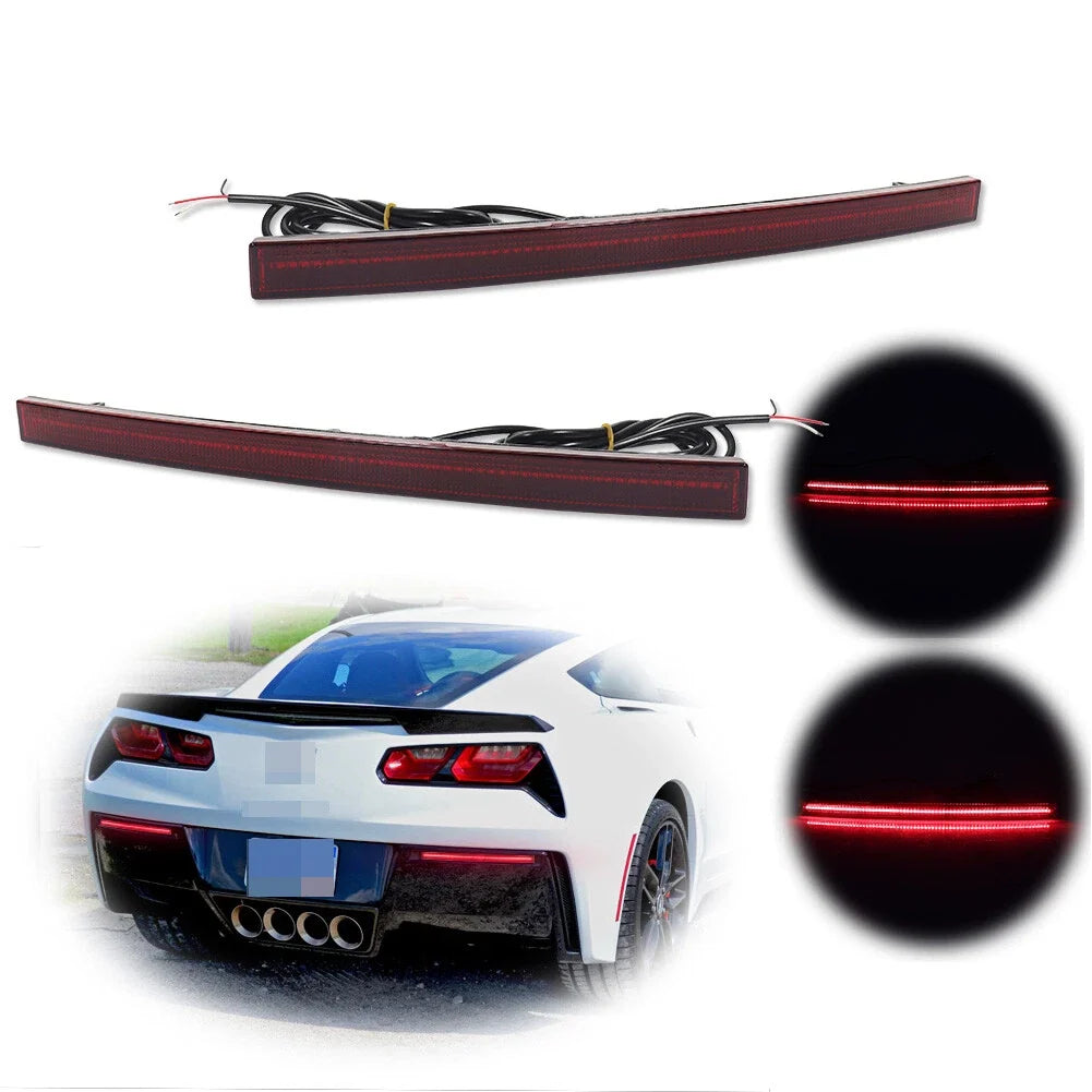 2Pcs Red LED Tail Light Reflector for Chevrolet Corvette C7 (2014–2019)