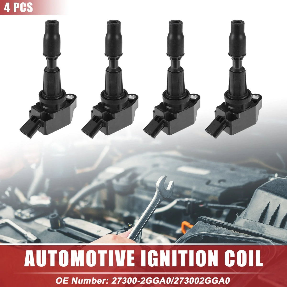 Set of 4 Ignition Coils for Kia Optima (2016–2020) No. 273002GGA0 Black