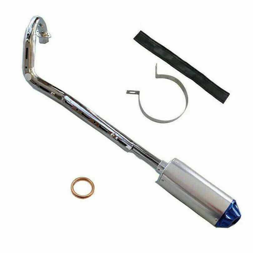 Exhaust Muffler Pipe 28mm in Black Silver for Pitpro Atomik 50cc 70cc 110cc