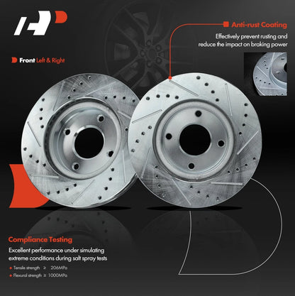 Ceramic Brake Pads & Front Drilled Rotors for Nissan Versa/Sentra 07-12