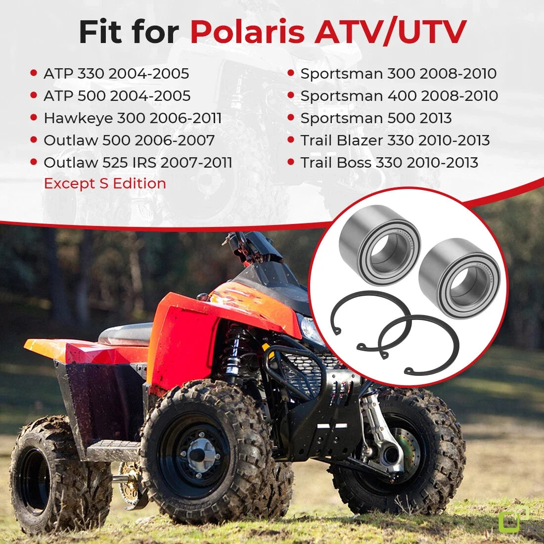 Front Wheel Bearing Set for Polaris Sportsman 300-800 (1996–2023)