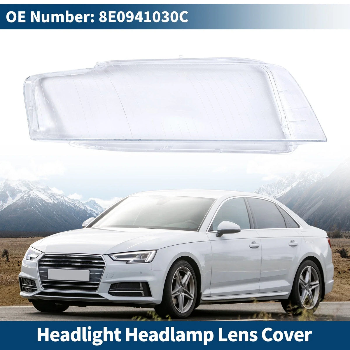 1 Pc Headlight Lens Cover for Audi A4 B6 (2001–2005) No. 8E0941030C Clear