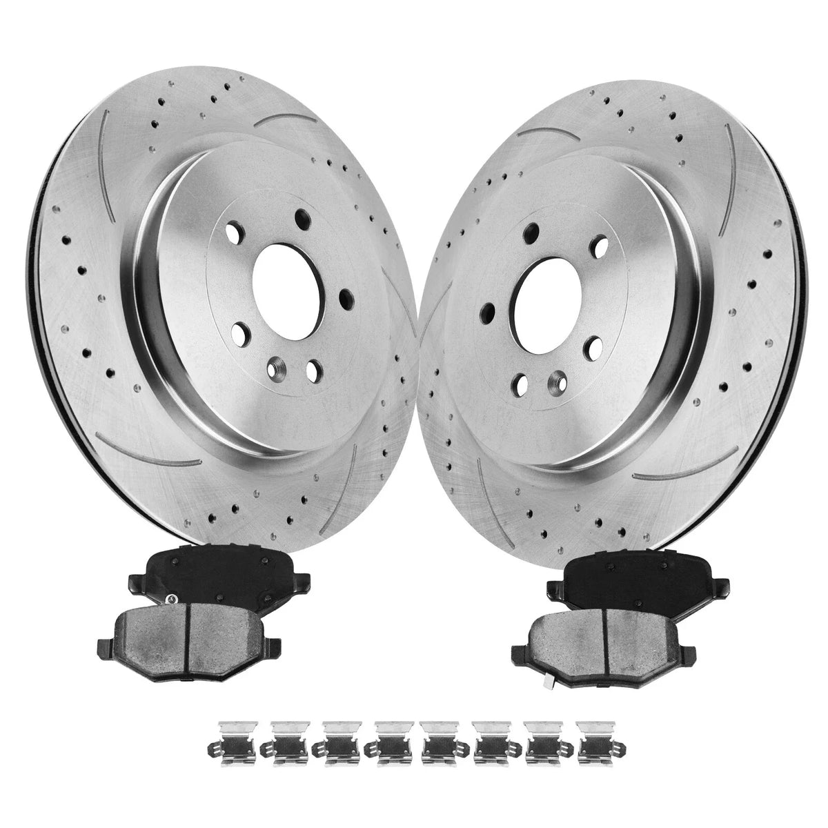 Rear Rotors with Ceramic Brake Pads Kit for Ford Explorer Flex Taurus 08-19