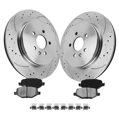 Rear Rotors with Ceramic Brake Pads Kit for Ford Explorer Flex Taurus 08-19
