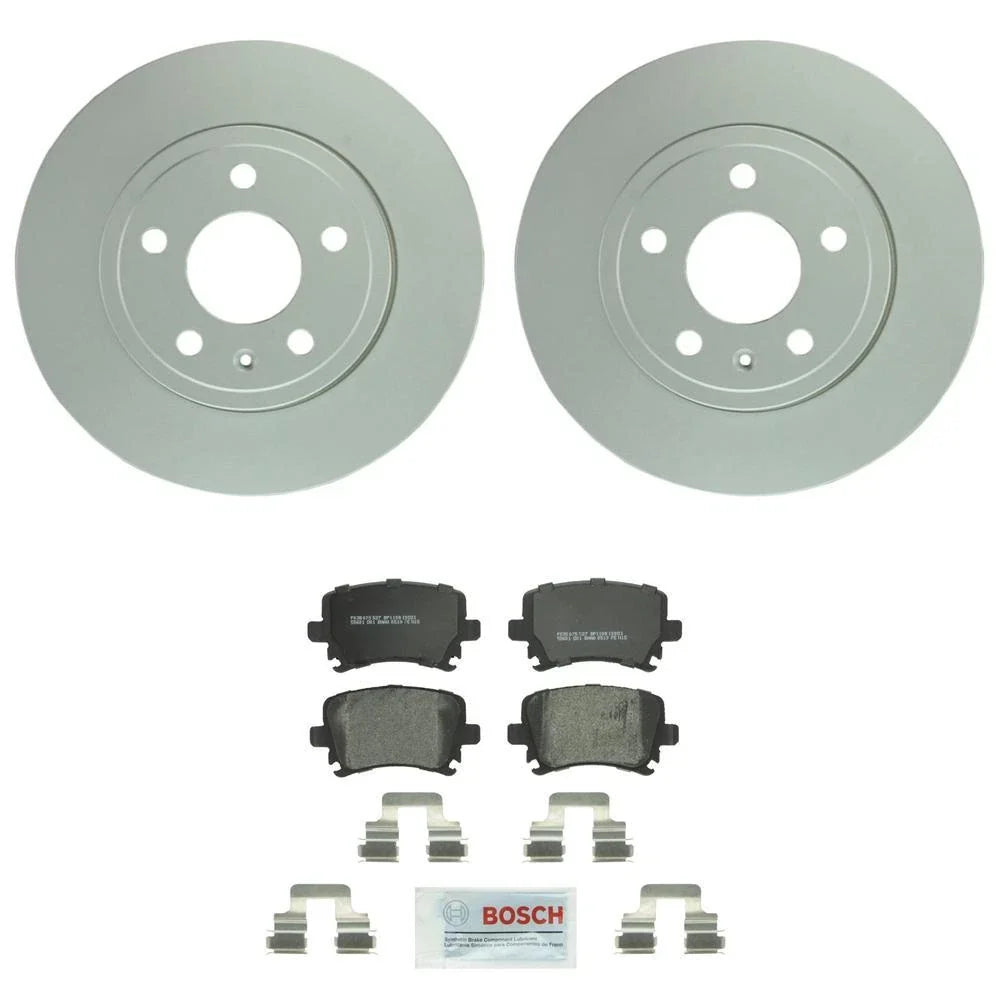 Set of 2 Rear Solid Rotors & Semi-Metal Disc Brake Pads for Audi A4