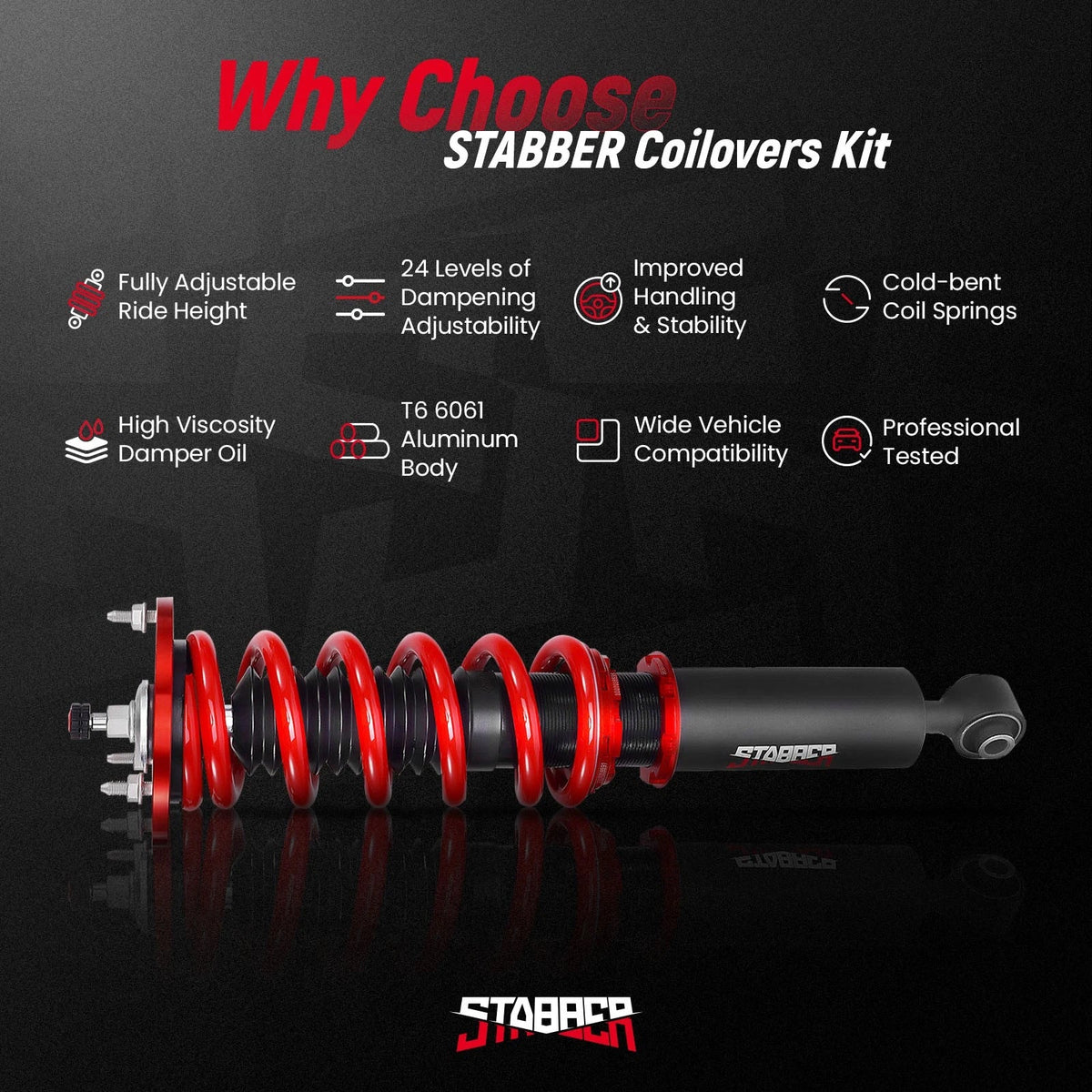 Lowering Coilover Kit Adjustable for Toyota Supra 1986-1992