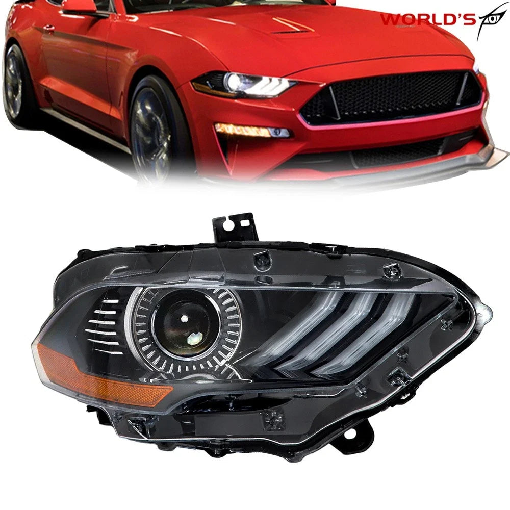 Right Headlight Clear Lens Black Projector LED for Ford Mustang (2018–2020)