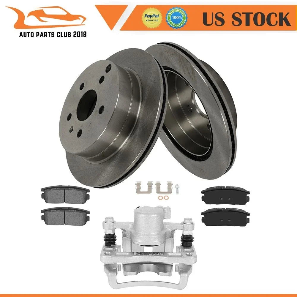 Left Disc Brake Caliper & Rear Rotor Ceramic Pad for Chevy Equinox (2010–2017)