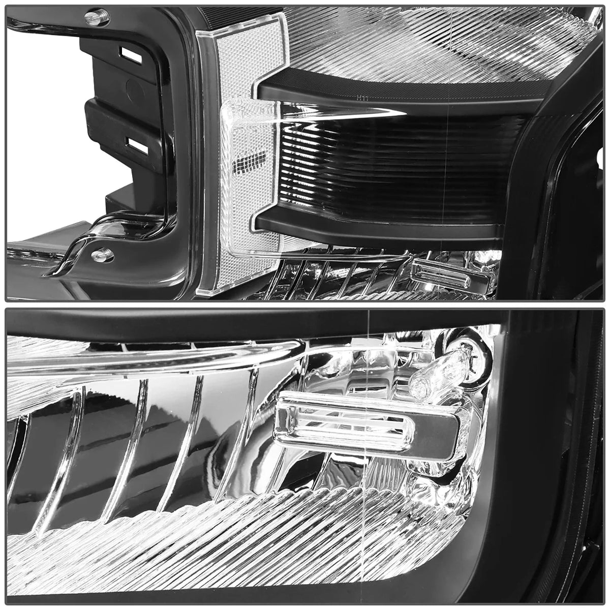 Pair Black Clear Corner Headlights for Ford F150 (2018–2020) Halogen
