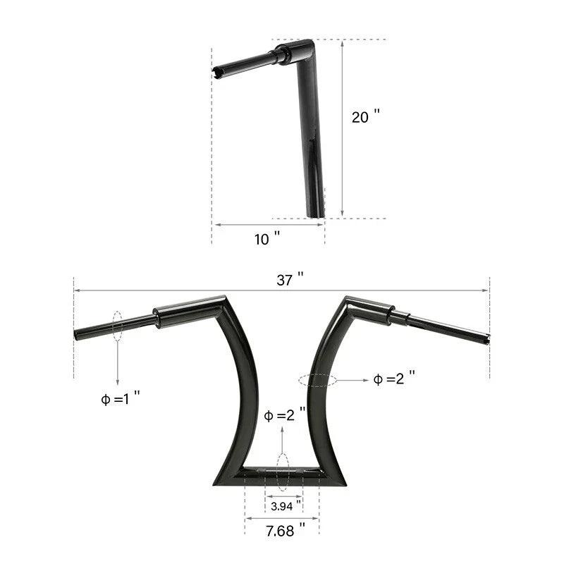 20" Rise Handlebar & 3.5" Risers for Harley Touring Glide Softail Dyna