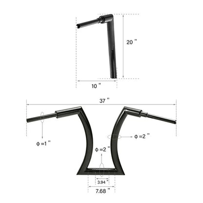 20" Rise Handlebar & 3.5" Risers for Harley Touring Glide Softail Dyna