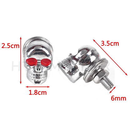 2pcs Chrome Skull License Plate Frame Bolts for Harley Motorcycles