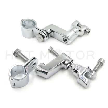 Chrome Longhorn Offset Peg Mounts 1 1/4" for Harley