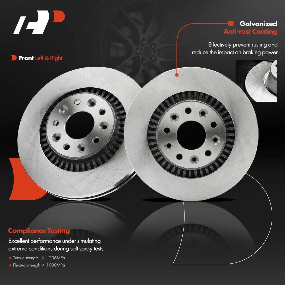 Front Brake Rotors for Ford Taurus, Taurus X, Mercury Sable (2008-2009)