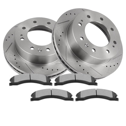 Front Drilled Rotors with Ceramic Brake Pads for GMC Sierra 2500 HD 2011-2019