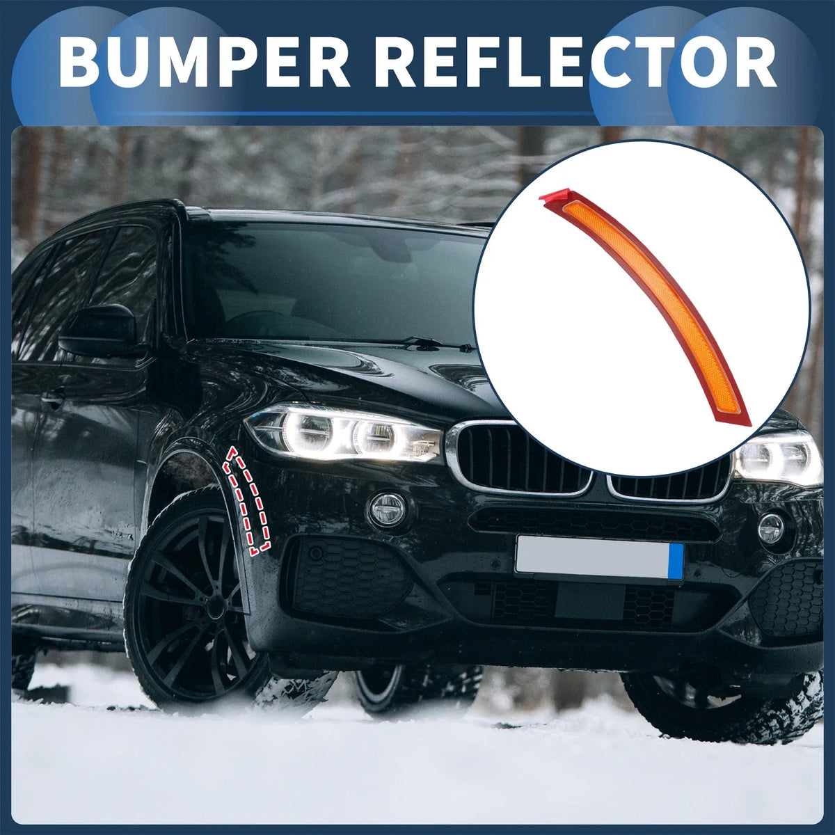 Bumper Reflector No. 63147290094 for BMW X5 (2014–2018) Red Yellow Right