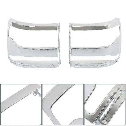Headlight Trim Bezel Cover Pair in Chrome for 2016-2019 Chevy Silverado 1500