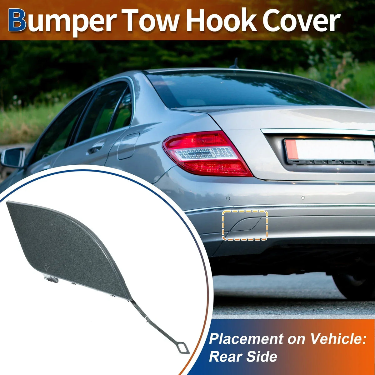 Rear Tow Hook Cover - Grey for Mercedes-Benz C-Class W204 (2007-2014)