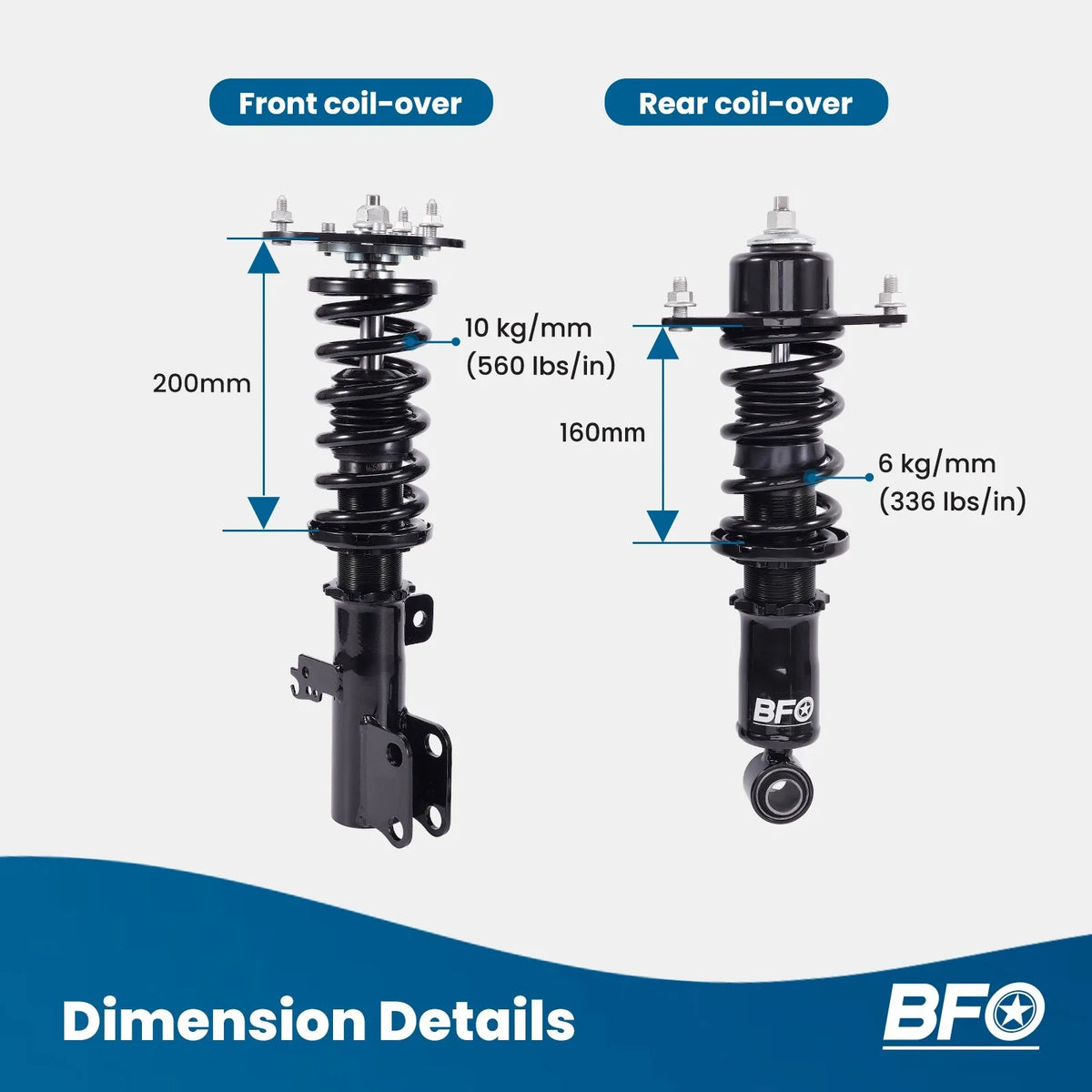 Lowering Coilover Kit BFO for Toyota Corolla (2009-2017)