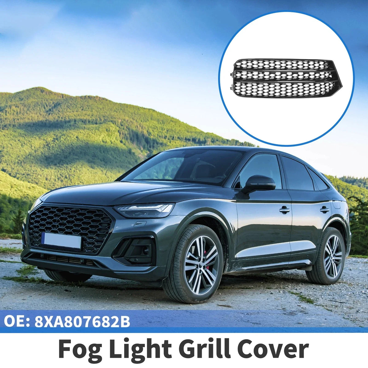 Fog Light Grill for Audi A1 (2010–2018) No. 8XA807682B Honeycomb Black