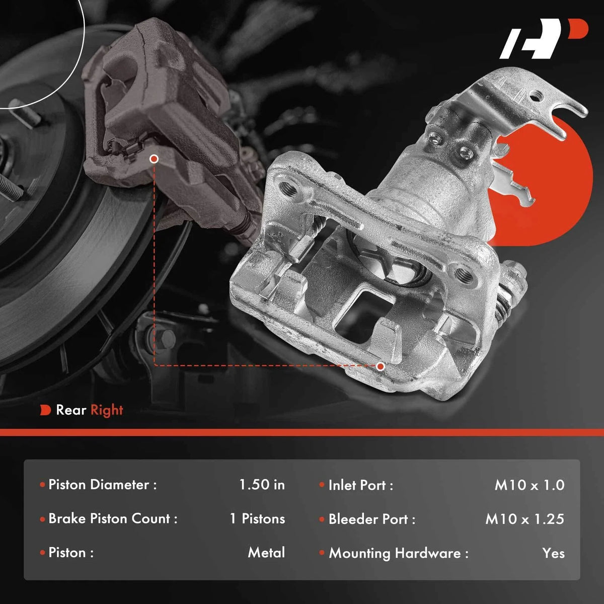 Rear Right Brake Caliper for Honda Accord (2008-2014) with Bracket