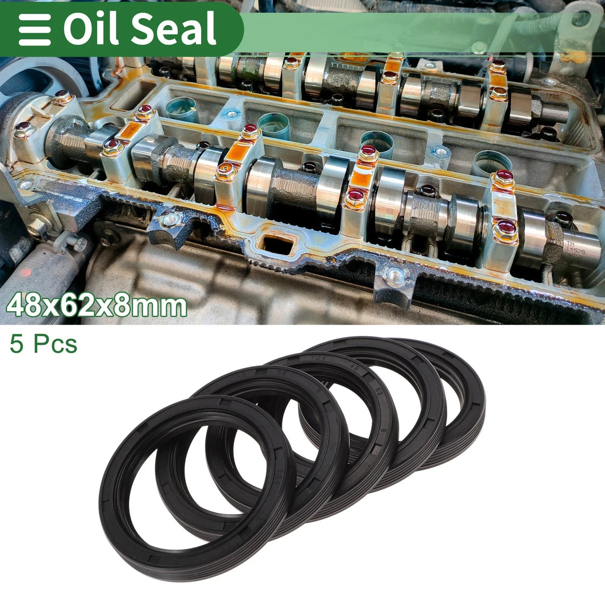 Oil Seal NBR Rubber 48x62x8mm for Various Models (5 Pcs)