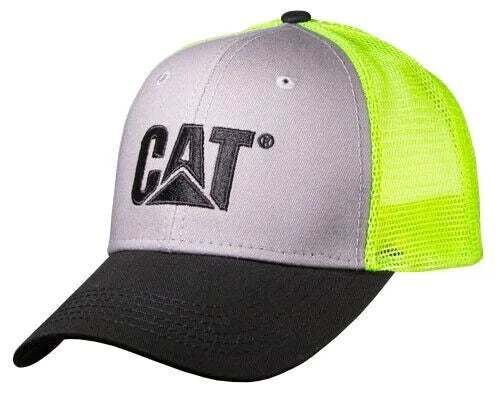 Caterpillar Vortex Snapback Mesh Cap for CAT Equipment (Neon Green & Gray)