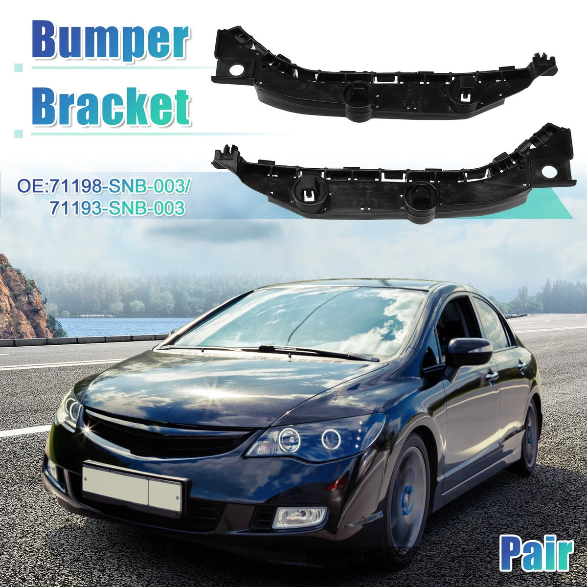 Pair Front Bumper Bracket for Honda Civic (2005–2011) NO.71198-SNB-003