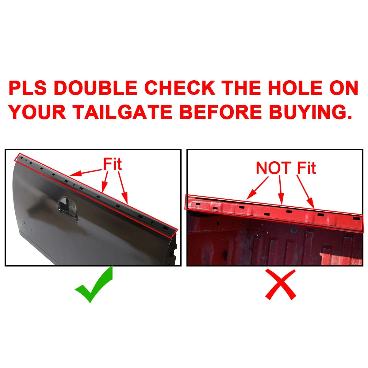 Black Tailgate Molding Cap Protector for Ford F-250 F-350 1999-2007