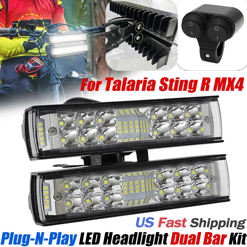 LED Headlight Dual Light Bar & Bracket for Talaria Sting R MX4 eBike