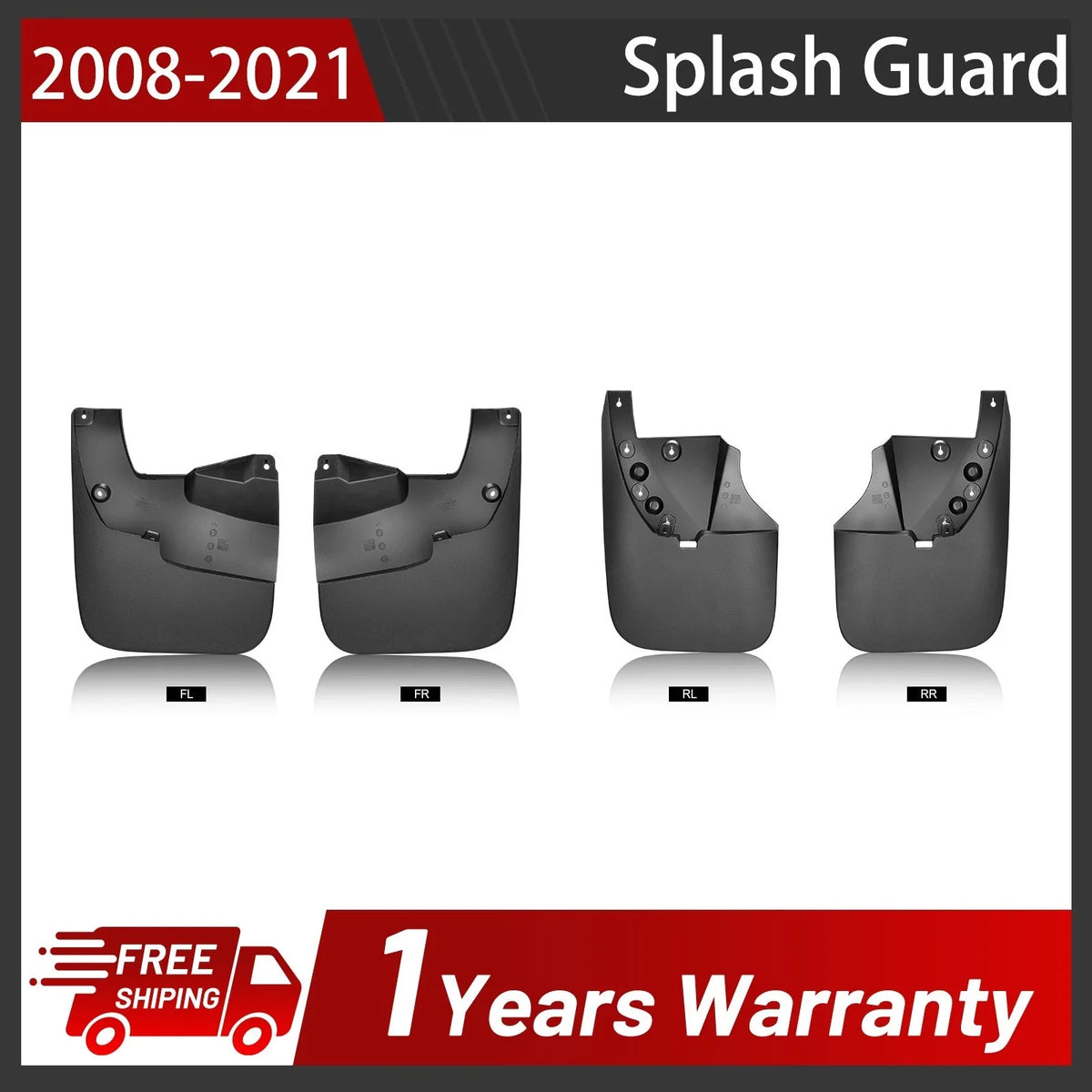 4-Pack Front and Rear Mud Flaps Splash Guards for Toyota Tundra (2007–2019)