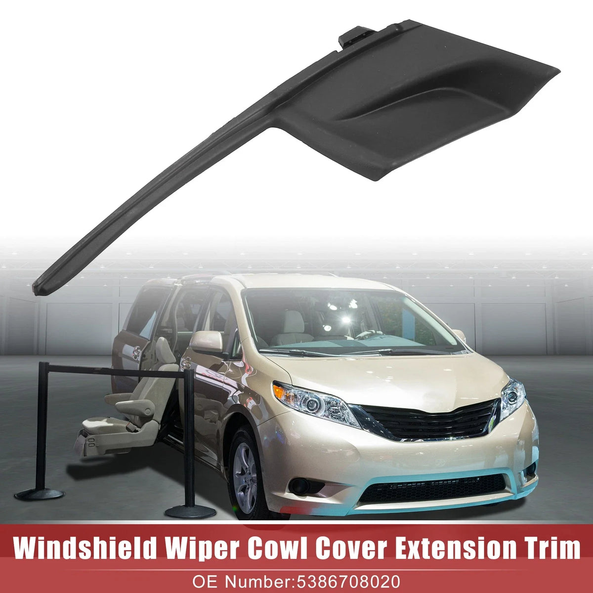 Front Left Windshield Wiper Cowl Panel for Toyota Sienna (2011–2020) No. 5386708020