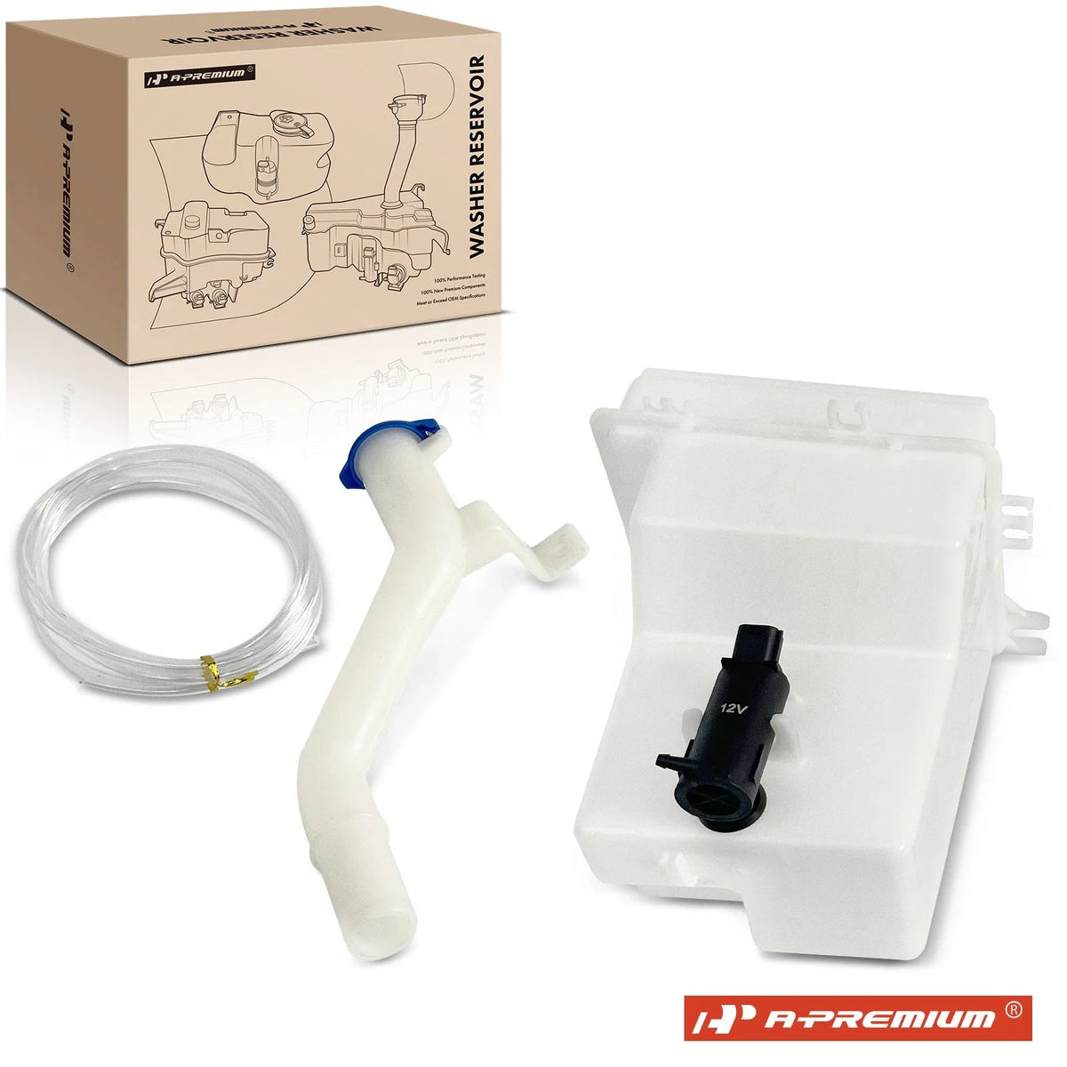 Windshield Washer Reservoir with Cap & Pump for Kia Rio (2006–2011)