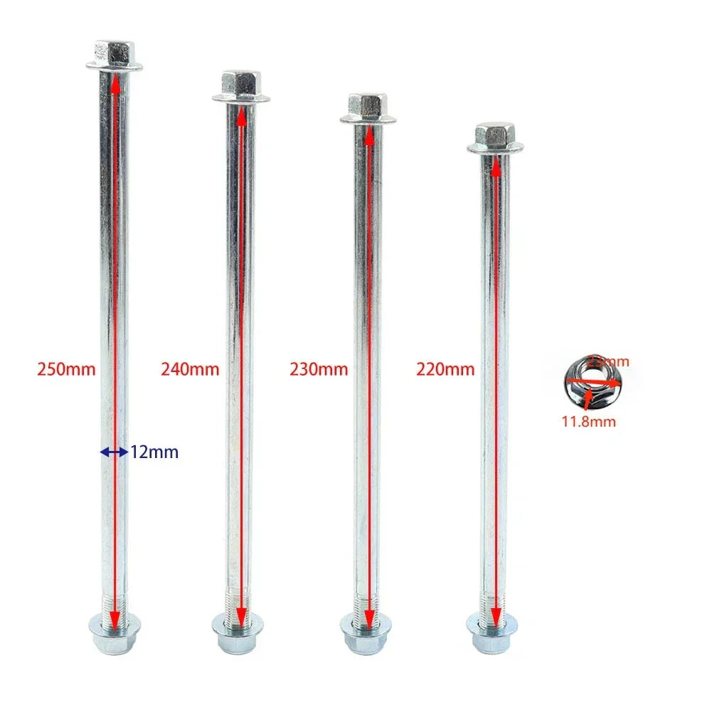 M12x240mm Axle for Front and Rear Wheel Hub - Pit Dirt Bike ATV