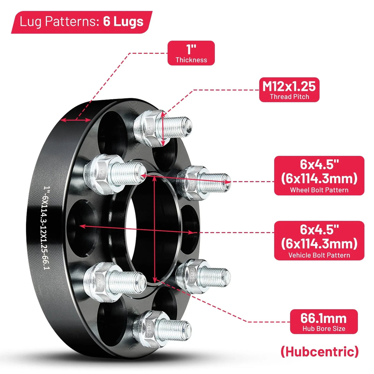 4X 1" Hubcentric Wheel Spacers M12x1.25 for Nissan Pathfinder Xterra (2005–2015)