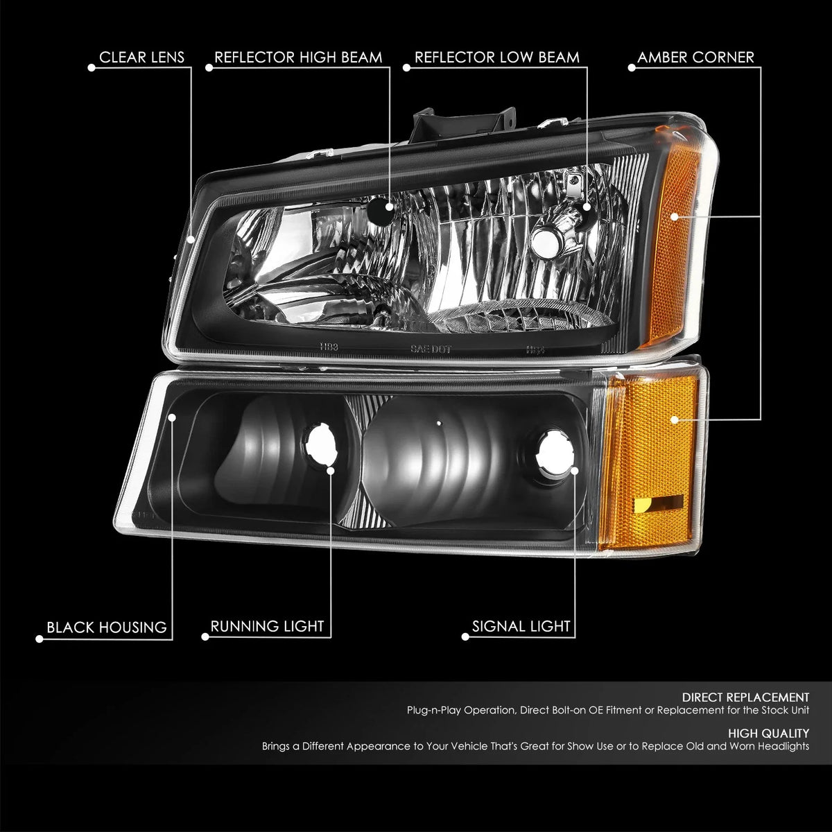 Headlight Bumper Signal Lamp for Chevy Avalanche Silverado (2003–2007)
