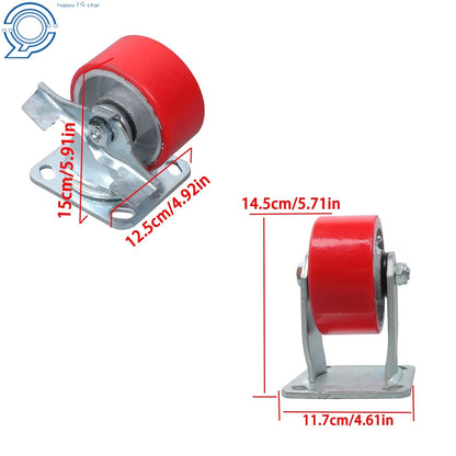 Heavy Duty 4" Swivel Caster Wheels Set of 4, 2800Lbs Capacity