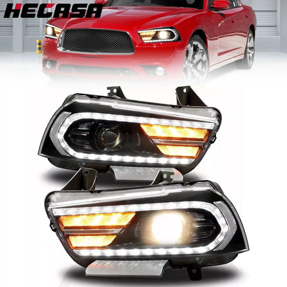 Projector Headlights with LED Sequential Turn for Dodge Charger 2011-2014
