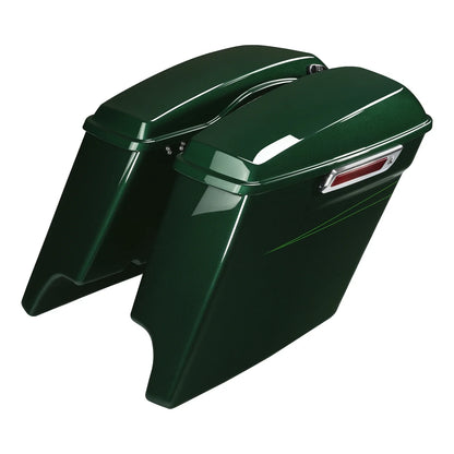 5" Stretched Saddlebags for Harley Street Glide (2014–2025) - Deep Jade Pearl