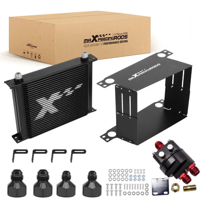 30 Row Oil Cooler Kit in Black for Universal Fit - AN10 & Adapters