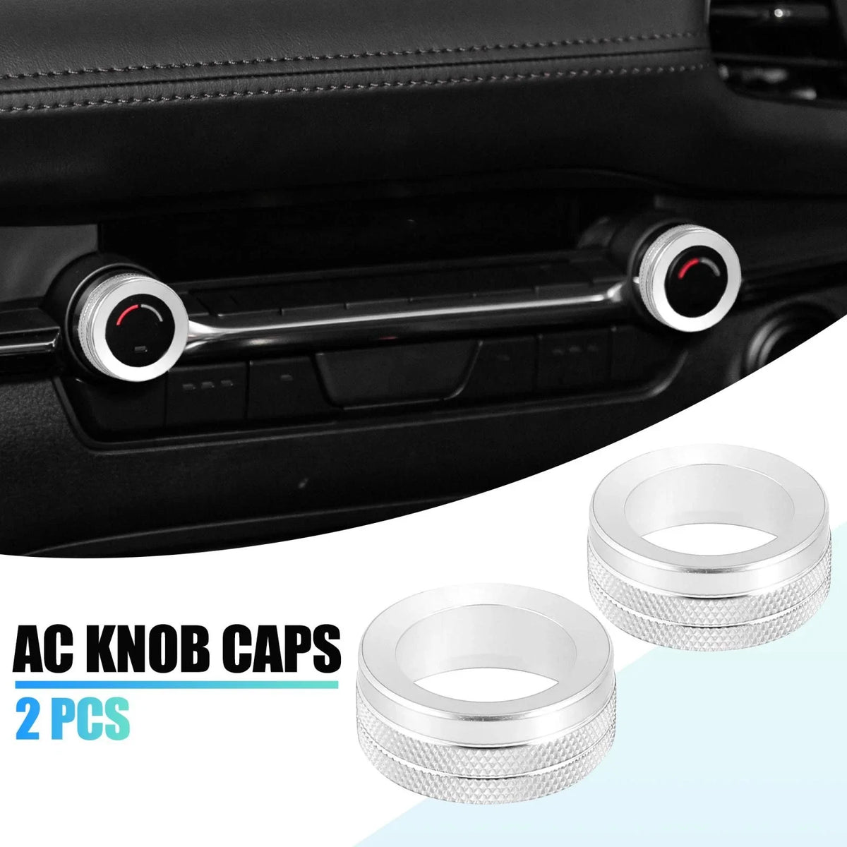 2X AC Knob Caps for Mazda (Silver Tone)